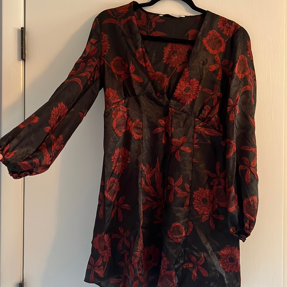 Zara black floral dress